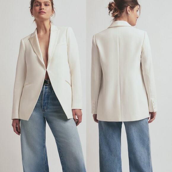 Favorite Daughter Jackets & Blazers - NWT Favorite Daughter The Suiting Blazer Ivory Size XS Satin Lapel SP24 $398